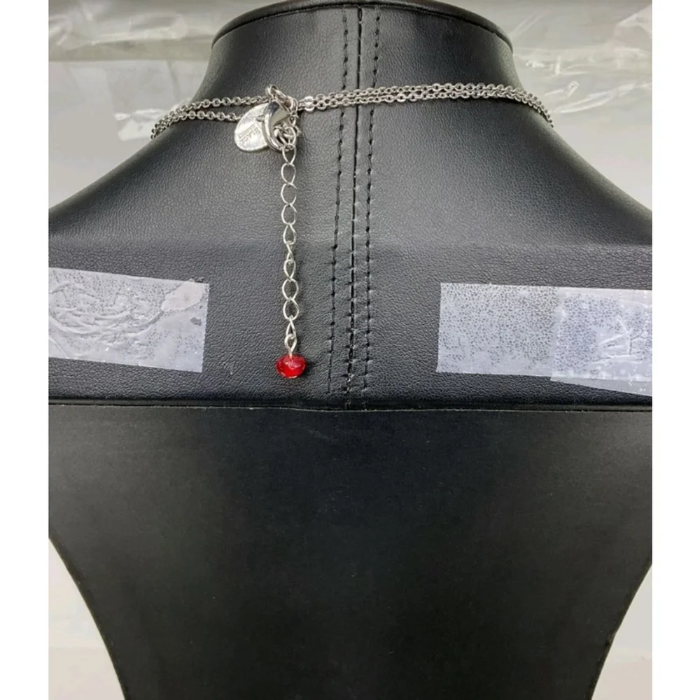 White House Black Market Red Rhinestone Long Pendant Necklace NWOT 18